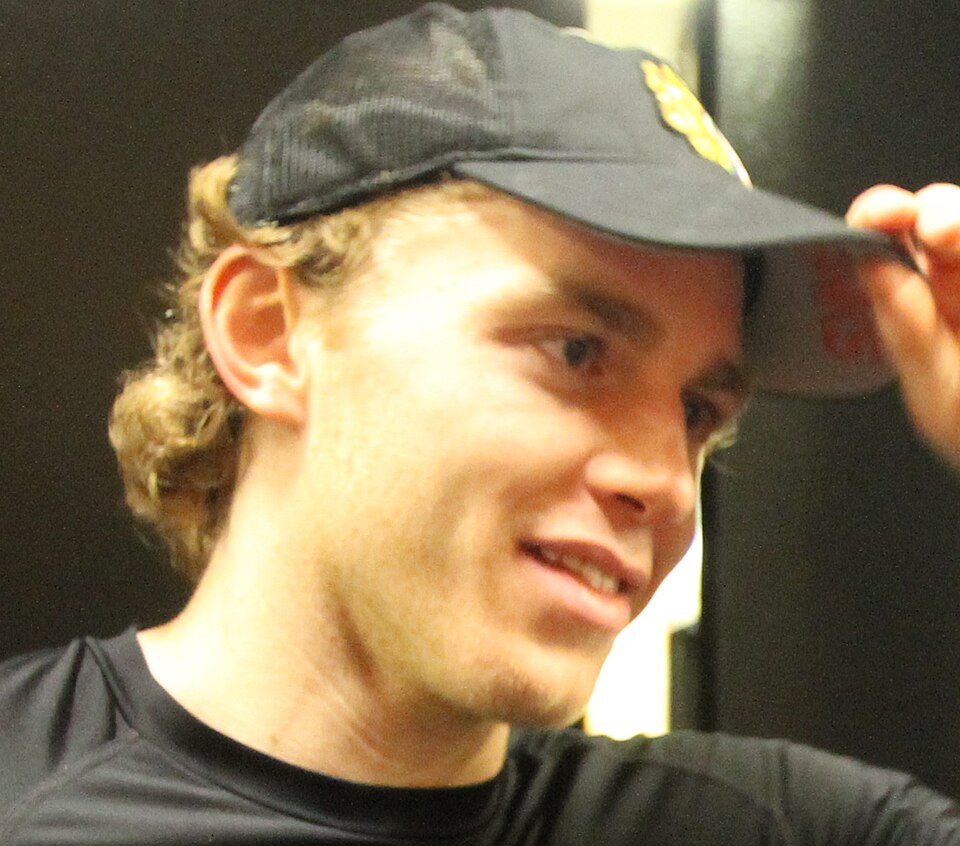 U.S. Ambassador to Canada Bruce Heyman meets with Chicago Blackhawks player Patrick Kane at the Canadian Tire Centre in Ottawa, Canada.