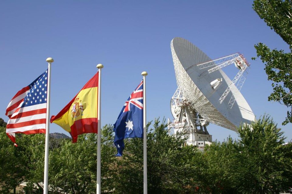 Deep Space Network, Deep Space Station 63 (DSS-63), a 230-foot-wide parabolic antenna located at the Madrid Deep Space Communications Complex (MDSCC) just outside of Madrid, Spain.