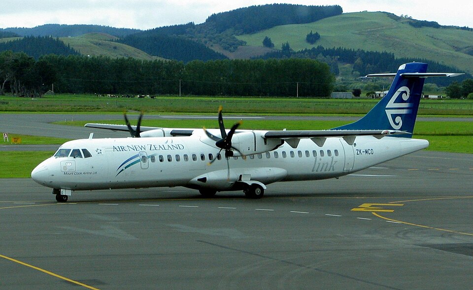 Air New Zealand ATR 72 ZK-MCO on the apron at Dunedin International Airport, New Zealand