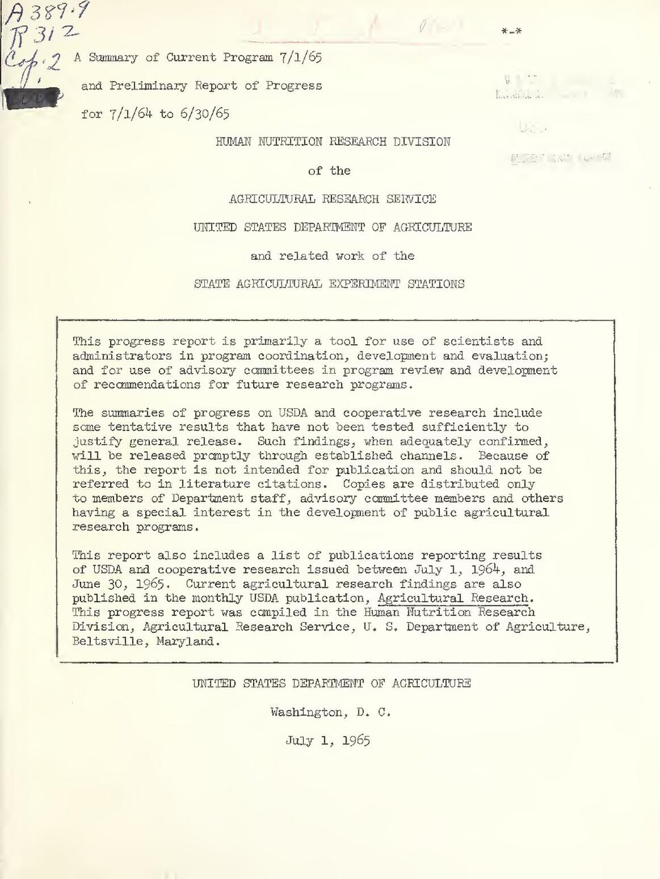 Should not be referred to in literature citations

Subjects: Nutrition Research; Nutrition United States