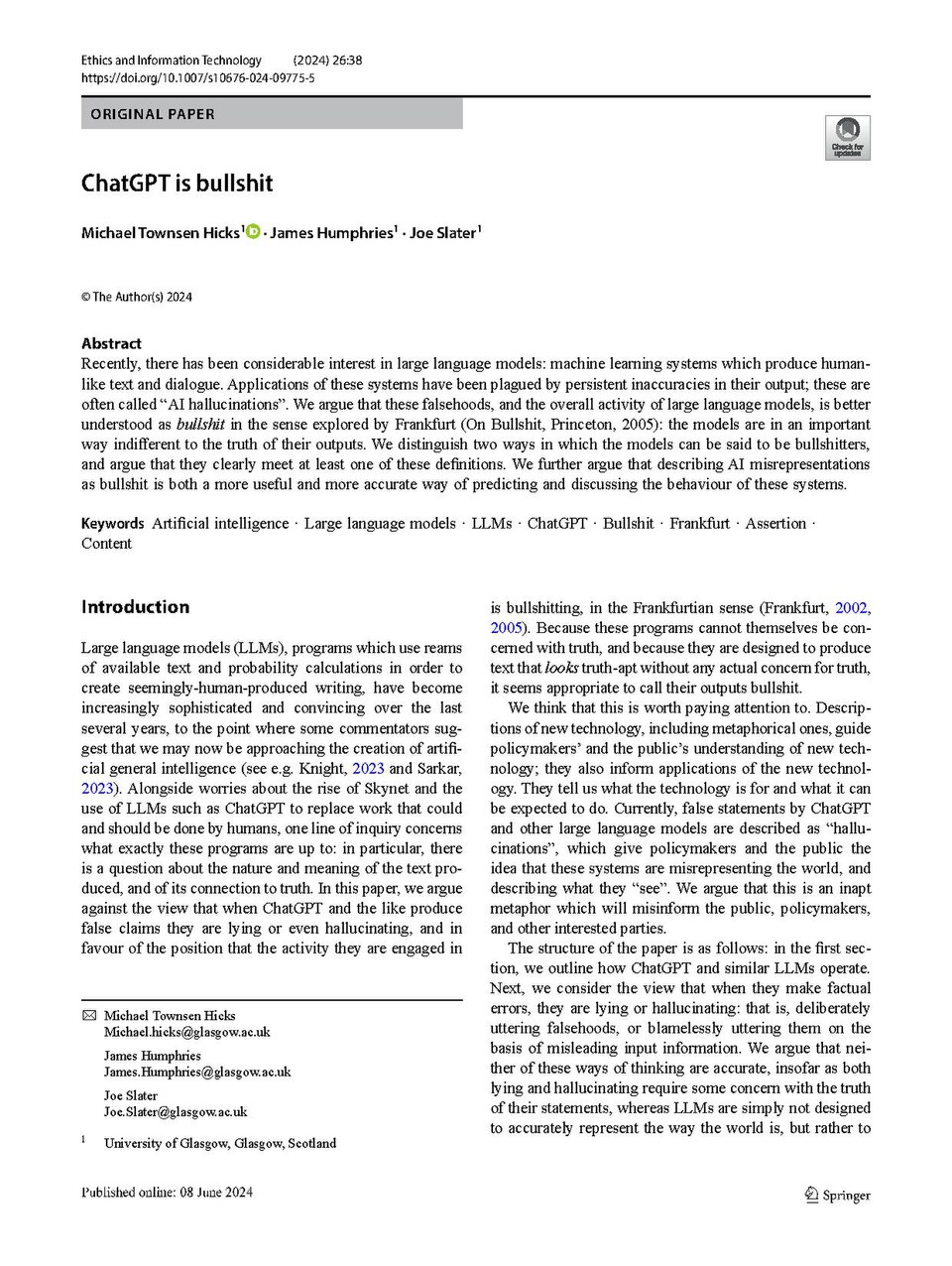 ChatGPT is bullshit