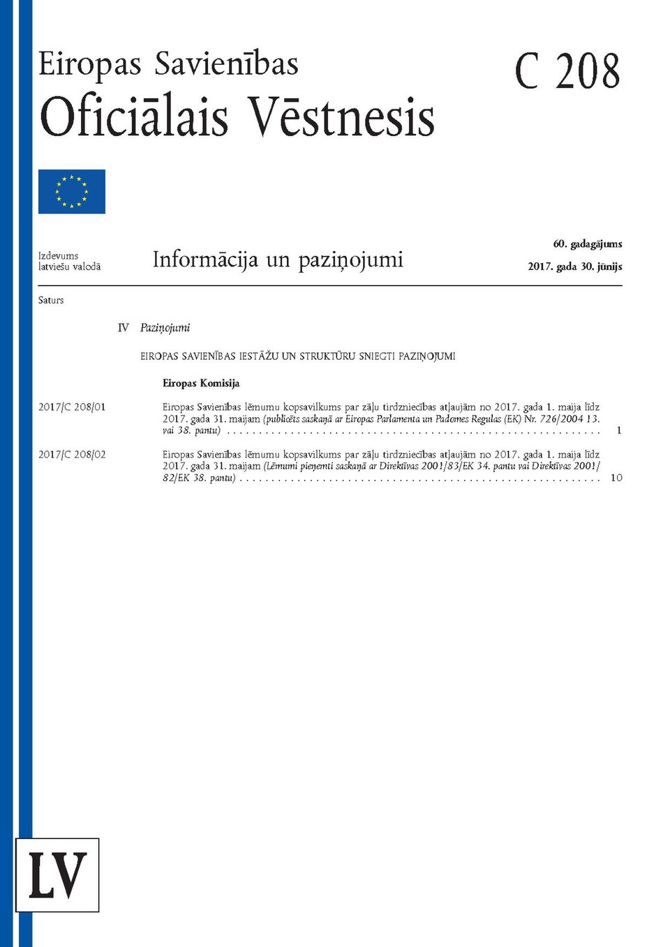 Official Journal of the European Union - C 208 of 30 June 2017 - Latvian edition