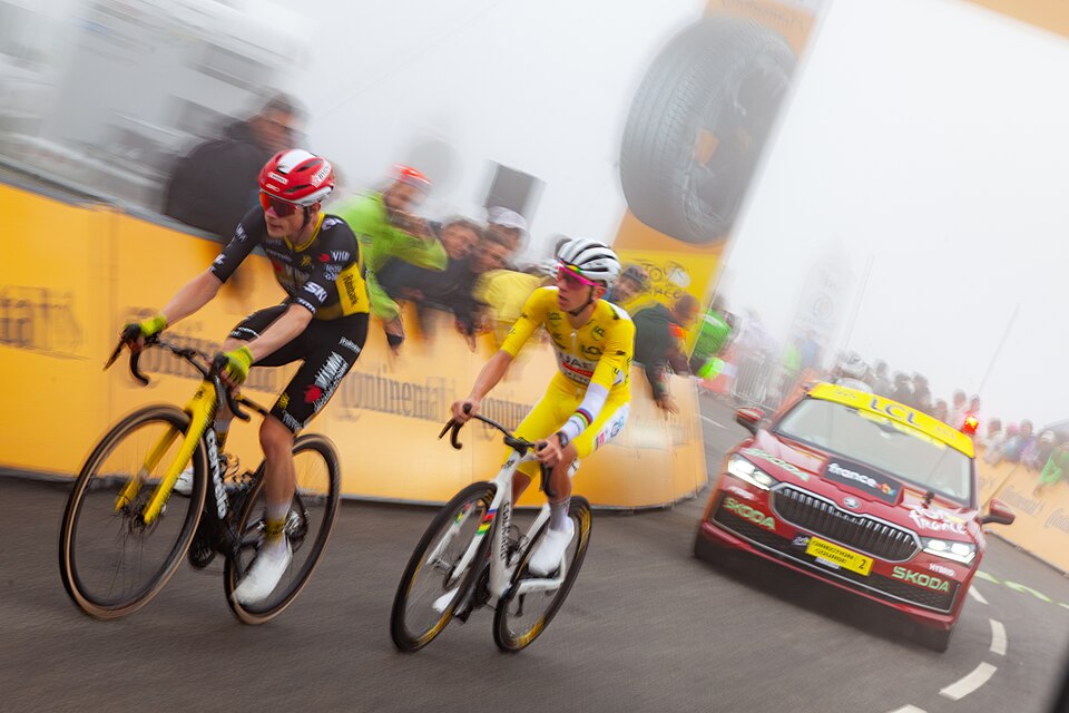 Jonas Vinegaard and Tadej Pogacar on stage 14 of the 2025 Tour de France