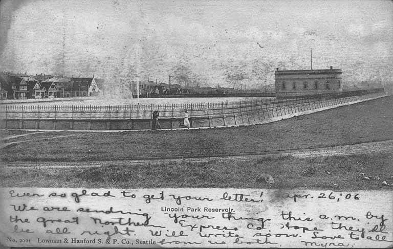 Caption on image: Lincoln Park reservoir
Now known as Cal Anderson Park

Filed in: Seattle--Parks--Lincoln Park
Subjects (LCTGM): Reservoirs--Washington (State)--Seattle; Dwellings--Washington (State)--Seattle; Postcards
Subjects (LCSH): Cal Anderson Park (Seattle, Wash.); Capitol Hill (Seattle, Was
