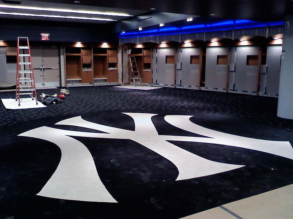 A locker room in Yankee Stadium, New York City, New York, USA, under construction.