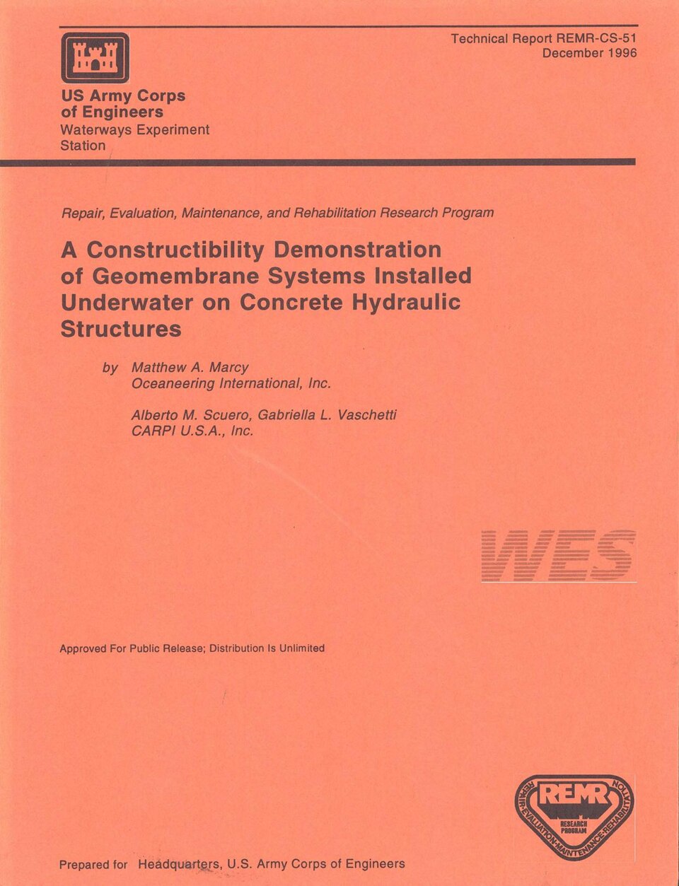 A constructibility demonstration of geomembrane systems installed underwater on concrete hydraulic structures - USACE-p266001coll1-5456