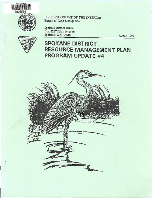 Cover title
Shipping list no.: 91-674-P
"BLM-OR-PT-91-35-1792"--P. [3] of cover
Subjects: United States. Bureau of Land Management. Spokane District Office; Conservation of natural resources