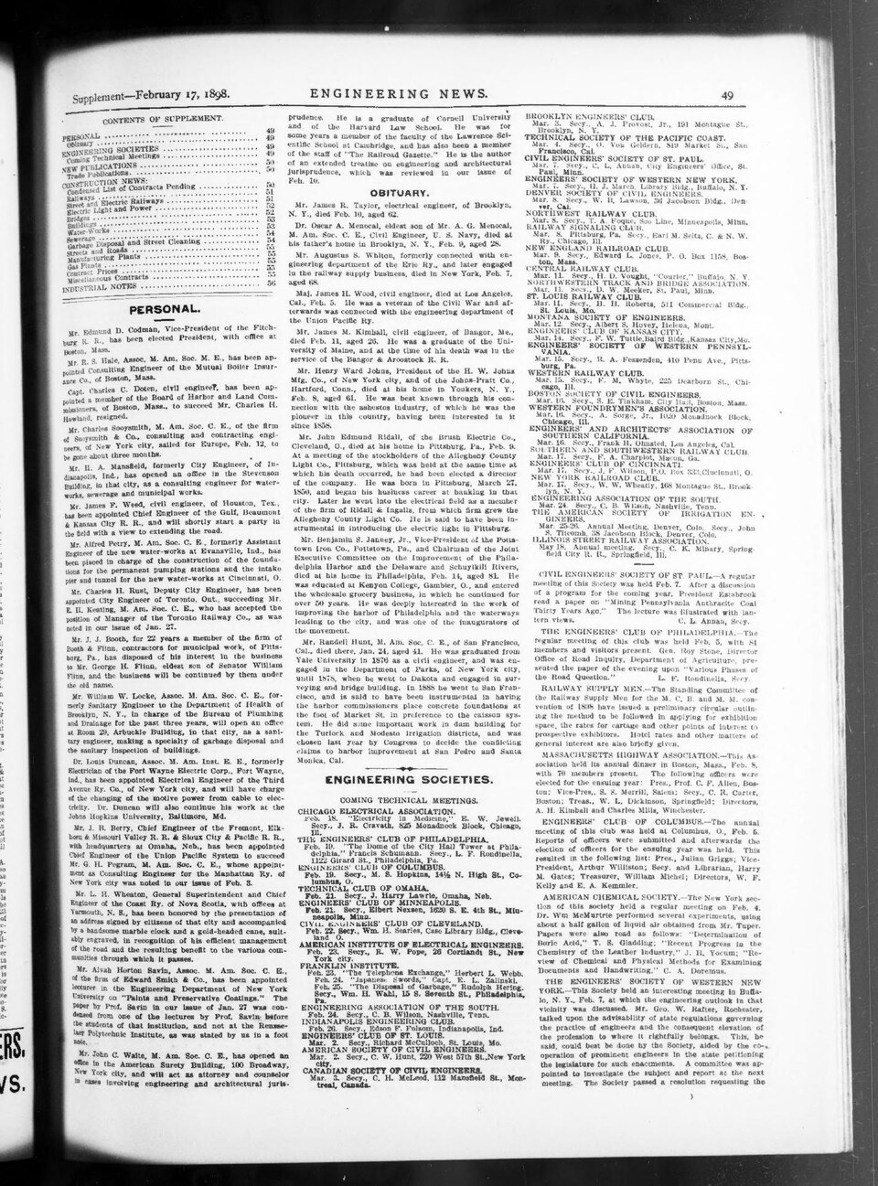 Engineering News-Record and American Railway Journal 1898-02-17: <a href="https://archive.org/search.php?query=sim_pubid%3A34%20AND%20volume%3A39" rel="nofollow">Volume 39</a>, Issue SUPPLEMENT.Digitized from <a href="https://archive.org/details/sim_raw_scan_IA1532320-06/page/n80" rel