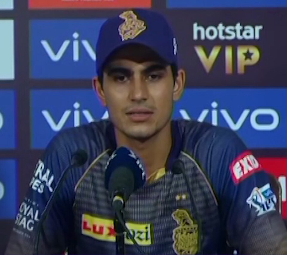 Gill during a press conference while representing Kolkata Knight Riders.