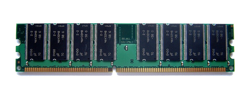 A photo of a DDR SDRAM.