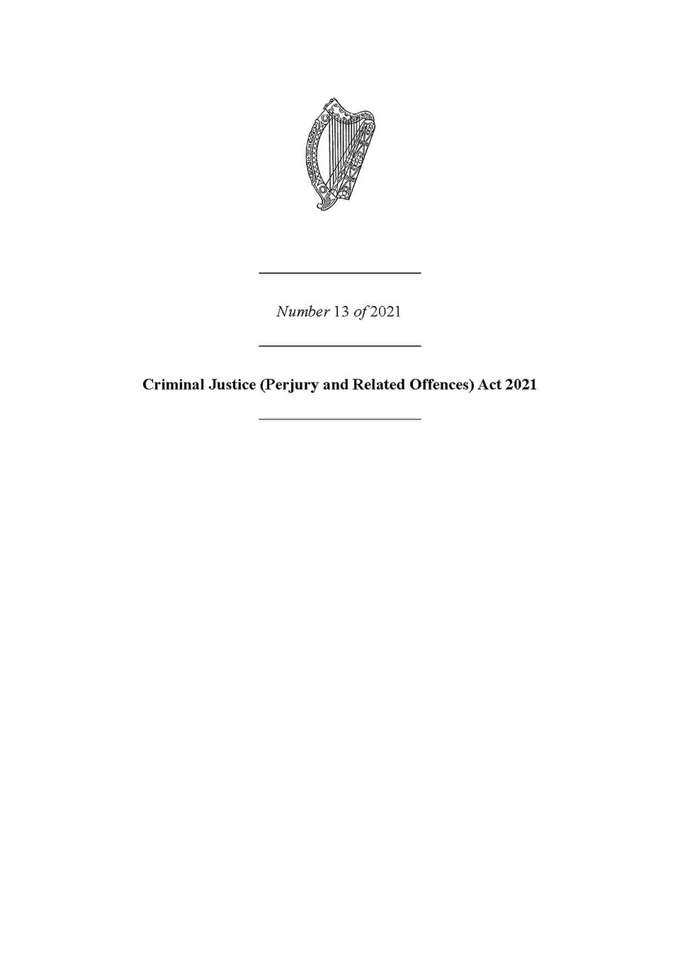 Criminal Justice (Perjury and Related Offences) Act 2021