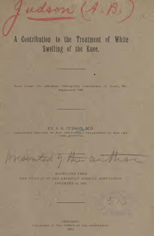 7 pages ; 19 cm
"Reprinted from the Journal of the American Medical Association, November 18, 1893."
Condition reviewed 20181231
digitized. 2020
Subjects: Tuberculosis, Osteoarticular -- therapy; Knee Joint; Splints