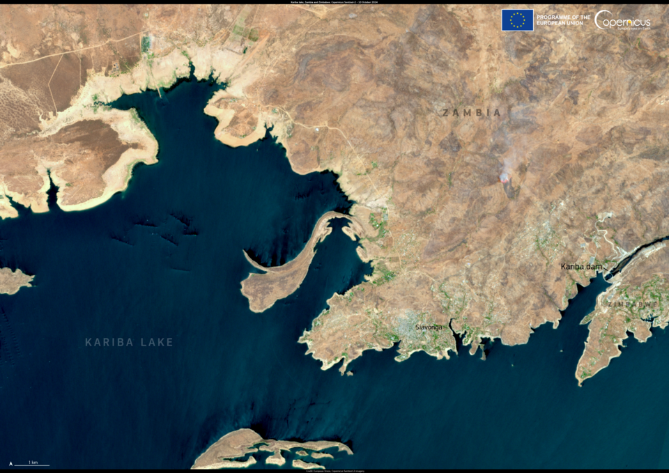 Located on the border between Zambia and Zimbabwe, Lake Kariba is the largest man-made lake in the world. It is home to the essential Kariba Dam, which provides over 80% of Zambia's national electricity supply. However, recent effects of El Niño and rising temperatures have intensified drought condi