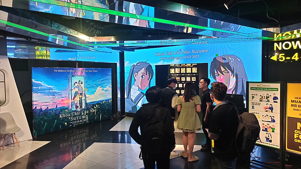 Vietnamese moviegoers are in line to see Suzume in BHD cinema, Ho Chi Minh City