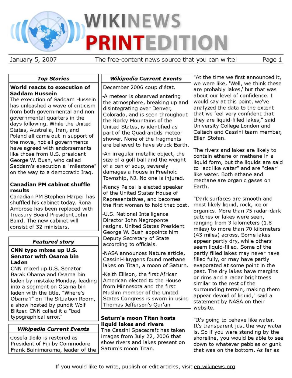 Wikinews Print Edition