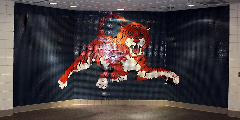 Auburn Tigers Tiles in 800 building on the campus of Auburn High School located in Auburn, Alabama