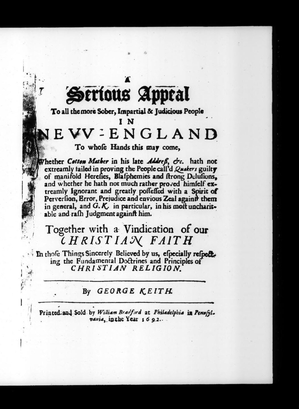 A serious appeal to all the more sober, impartial &amp; judicious people in New-England. 1692..Digitized from IA40312812-26.Previous issue: bim_early-english-books-1641-1700_an-assistance-to-justice_keble-joseph_1683.Next issue: bim_early-english-books-1641-1700_an-exposition-on-the-chu_ken-thomas-b