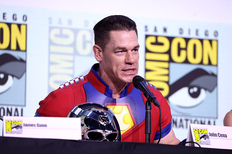 John Cena speaking at the 2025 San Diego Comic Con International, for "Peacemaker", at the San Diego Convention Center in San Diego, California.