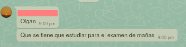 Sample message from the WhatsApp instant messaging platform
