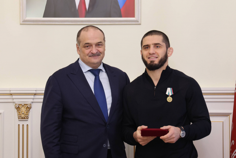 Islam Makhachev and Head of the Republic of Dagestan Sergey Melikov