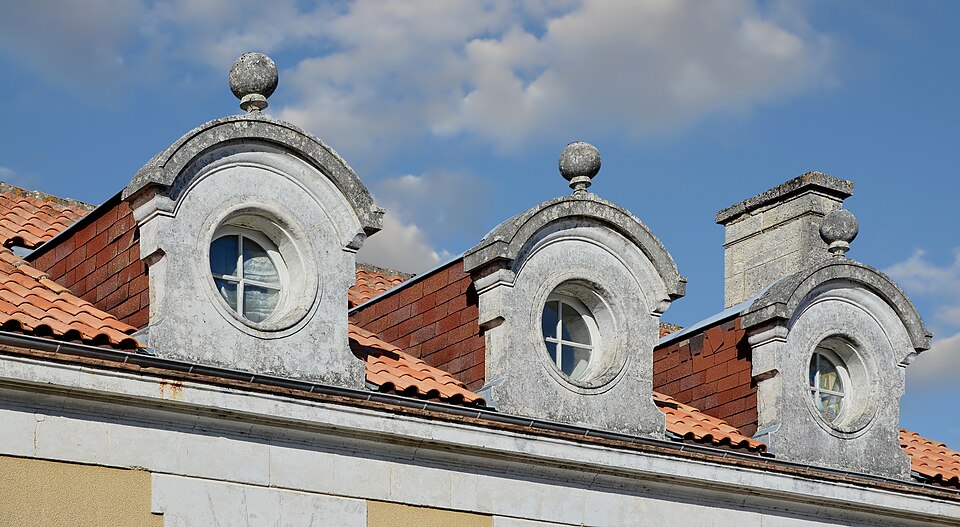 Dormer windows: detail of a 19th-century house, Sers, Charente, France.
