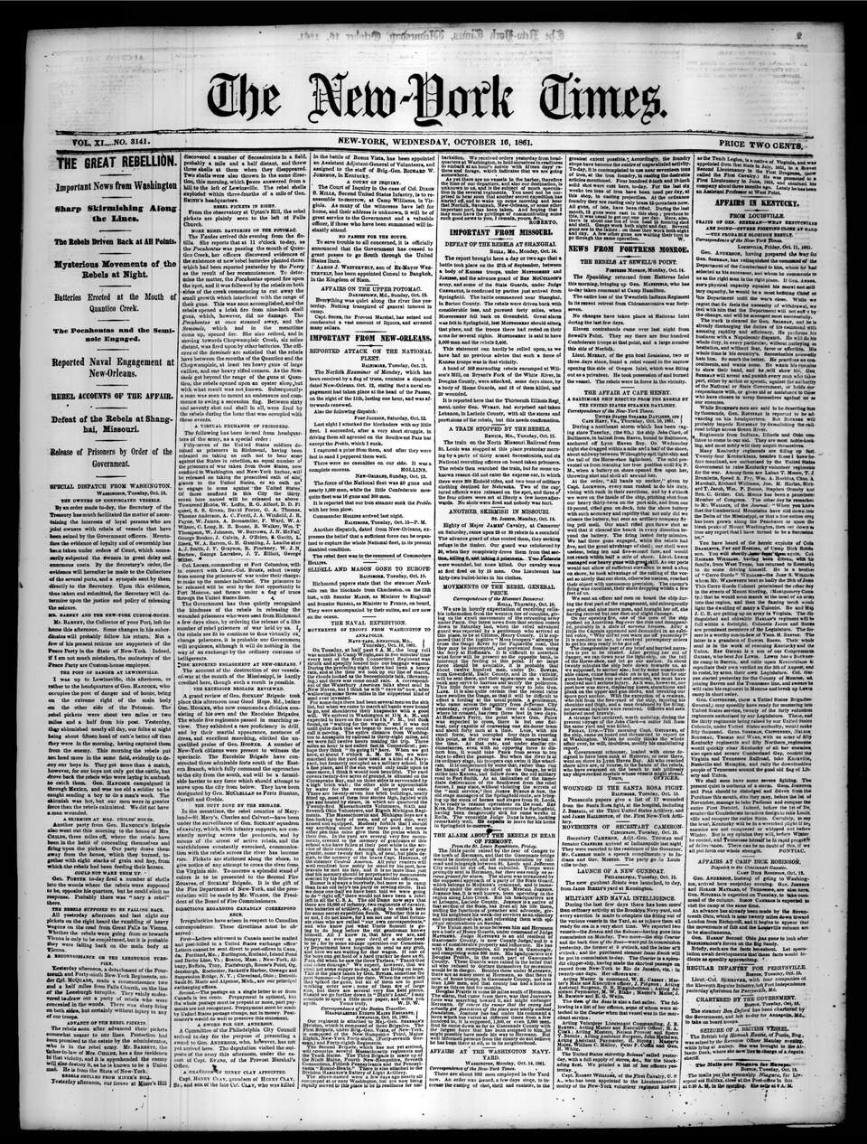 The New York Times 1861-10-16: Volume 11, Issue 3141.Digitized from IA41661207-21.Previous issue: per_new-york-times-magazine_the-new-york-times_1861-10-15_11_3140.Next issue: per_new-york-times-magazine_the-new-york-times_1861-10-17_11_3142.

Subjects: General Interest Periodicals--United States; M