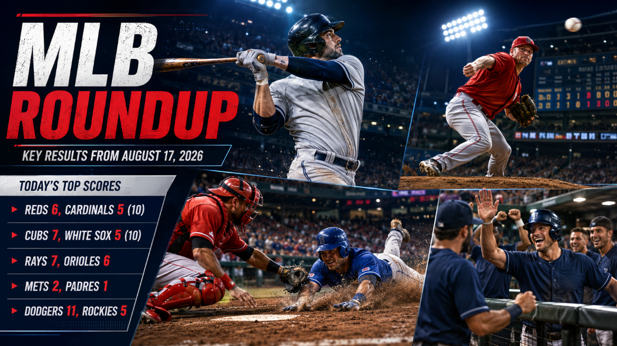 MLB Scores: August 17, 2026 — Reds Beat Cardinals 6-5