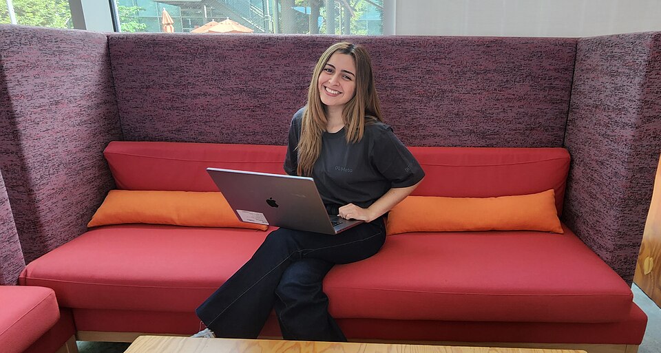 Paraguayan product designer Diana Vicezar at Meta headquarters in Menlo Park, CA.