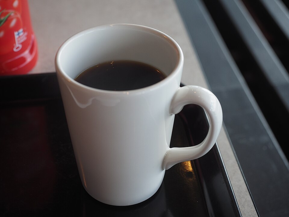 A cup of coffee served at restaurant ABC Kuninkaantie in Pernaja, Finland.