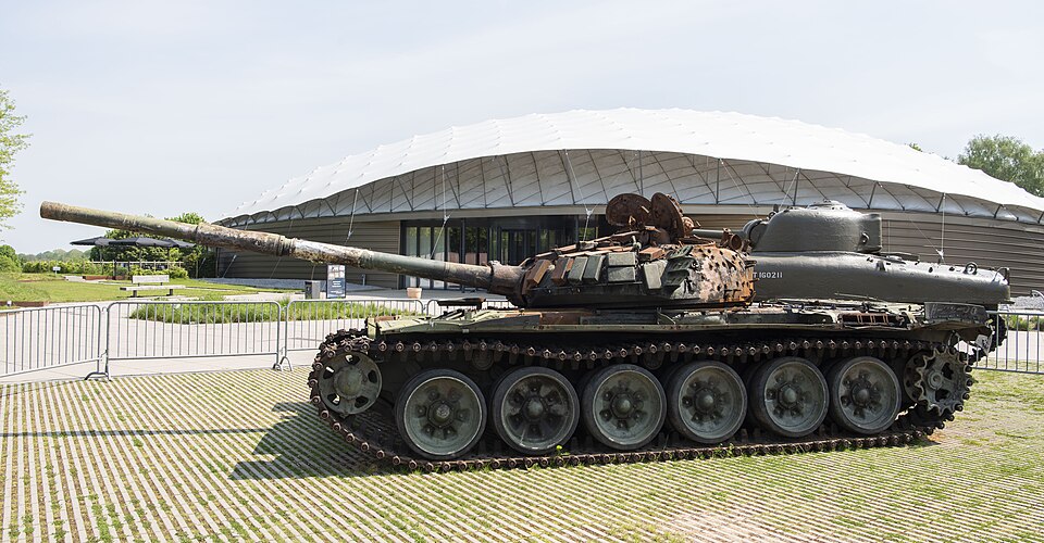 T-72B tank captured by the Ukrainian army on March 31 2022 now in front of the Freedom Museum, Groesbeek, The Netherlands.
