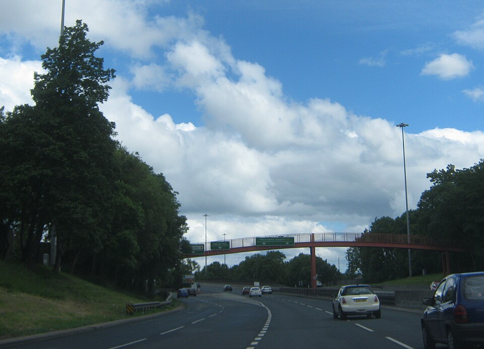 Footbridge over the A66 as it nears the Newport Interchange