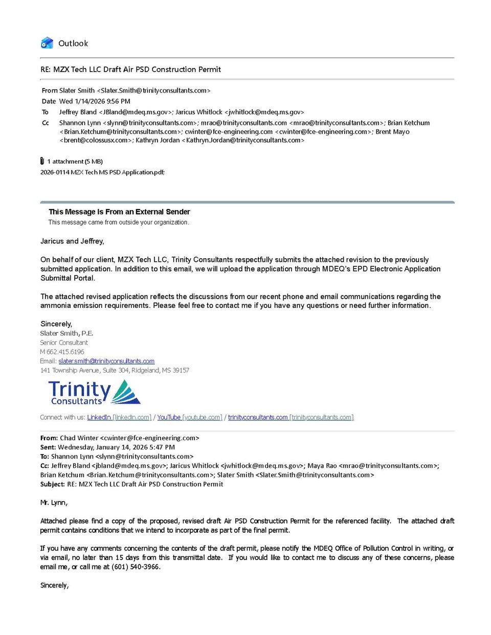 Elon Musk's xAI (MZX Tech LLC) Draft Air PSD Construction Permit for Southaven, Mississippi
