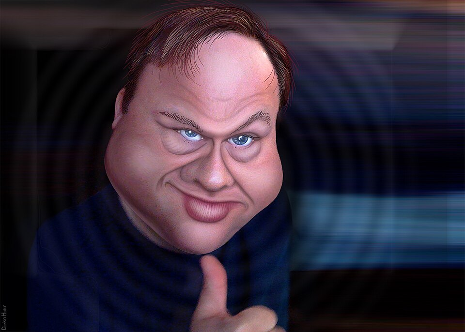 Alexander Emerick Jones, aka Alex Jones, is host of the The 
Alex Jones Show and operates the websites Infowars.com and PrisonPlanet.com.


The source image for this caricture of Alex Jones is a Creative Commons licensed photo from zcopley's Flickr photostream.