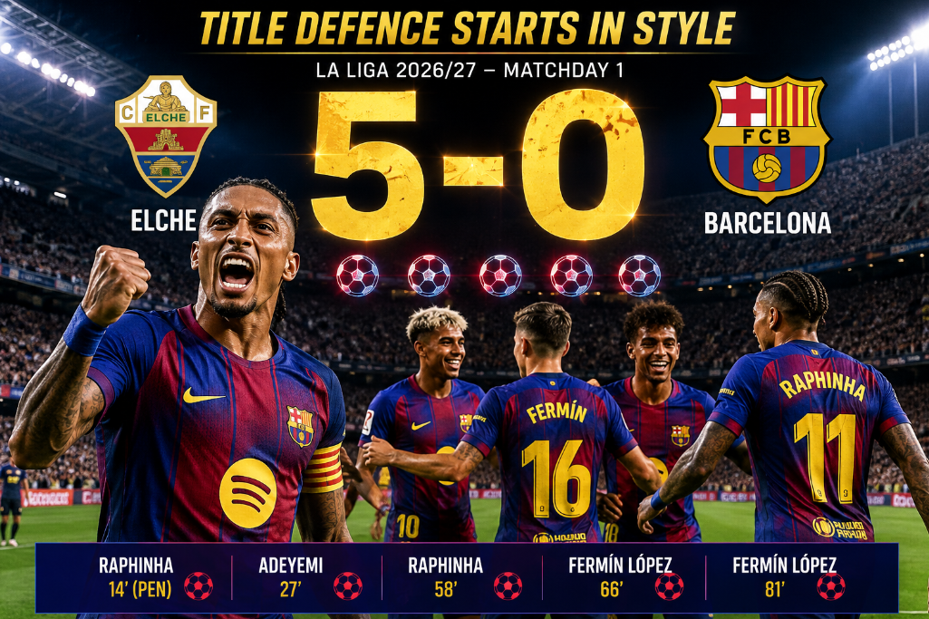 Barcelona Open La Liga Defence With 5-0 Win Over Elche