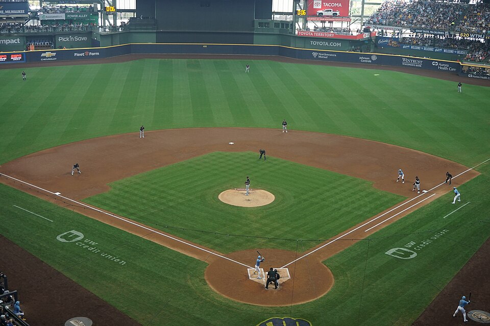 In-game action during the Cleveland Guardians vs. Milwaukee Brewers game at American Family Field in Milwaukee, Wisconsin (United States). Milwaukee won 2–0.
