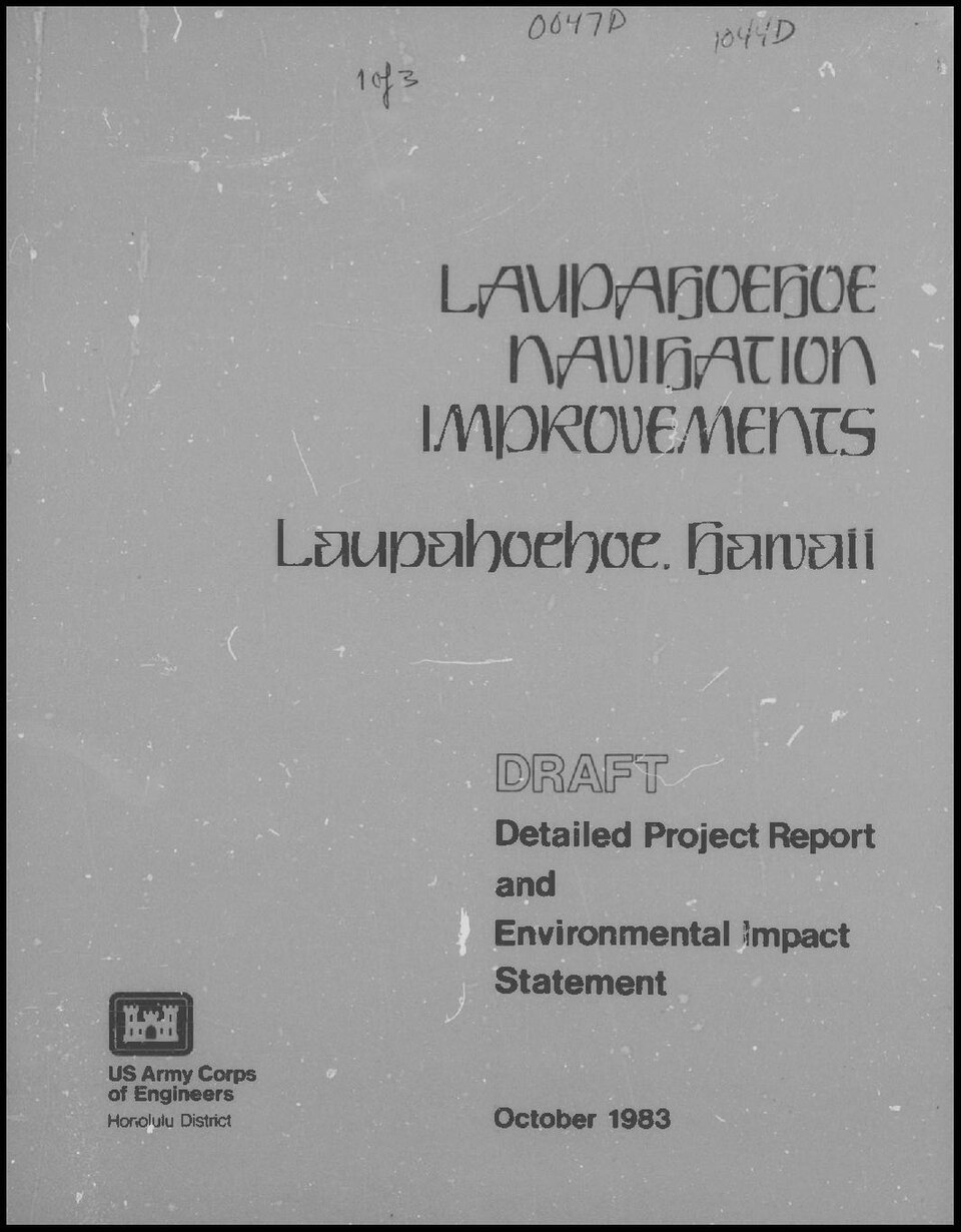 Laupahoehoe navigation improvements, Laupahoehoe, Island of Hawaii, Hawaii- Draft detailed project report and environmental impact statement - USACE-p16021coll7-22722