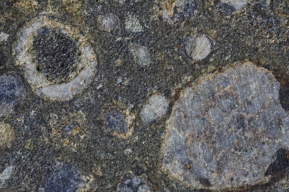 This CV3 carbonaceous meteorite is an agglomeration of the most primitive material in our Solar System, various nodules that formed before the planets.  It contains amino acids, lithium-rich protein of extraterrestrial origin, and pre-solar grains — dust from nearby stars, including novas, supernova