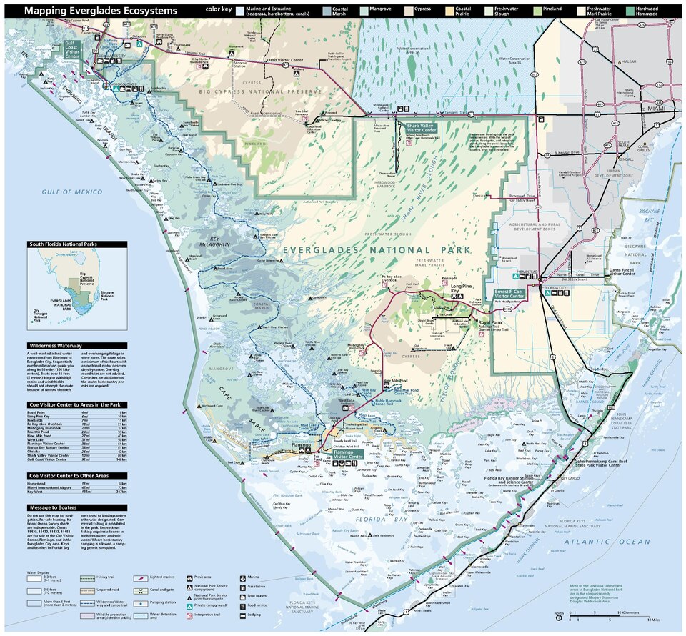 Main Everglades map from the official park brochure.