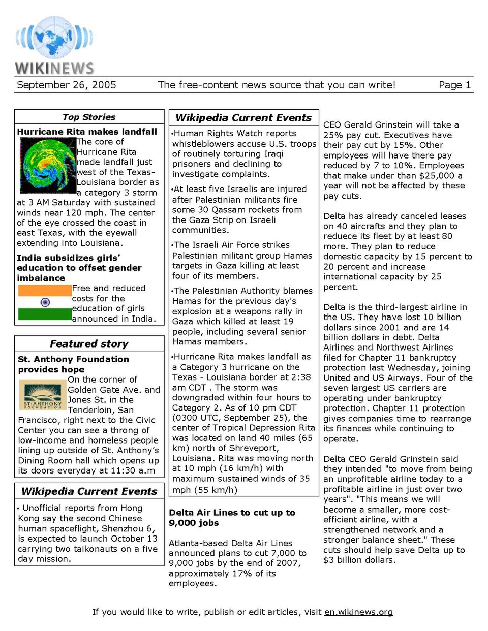 n:Wikinews:Print edition for September 25, 2005.
