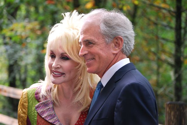 Dolly Parton and Bob Corker at the rededication ceremony for the Great Smoky Mountains National Park