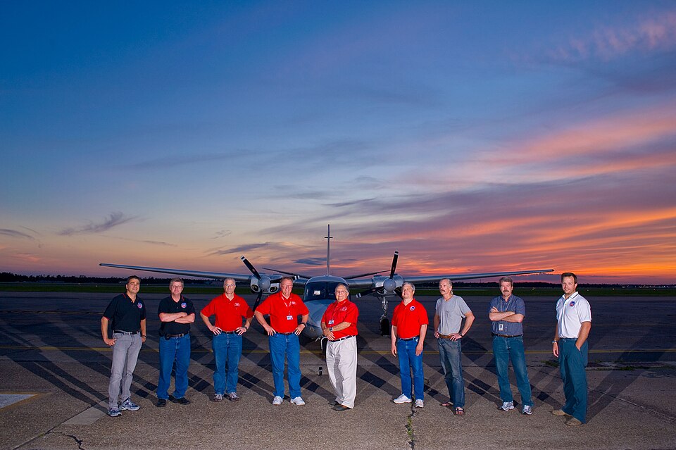 May 9, 2010 - U.S. EPA’s ASPECT aircraft team members. Left to right, John Cardarelli, Team Leader Mark Thomas, Rich Rousseau, Dave Wheeler, Paul Fletcher, Bob Kroutil, Paul Lewis,Tim Curry, and Paul Kudarauskas. USEPA photo by Eric Vance

More about EPA's response at www.epa.gov/bpspill/
