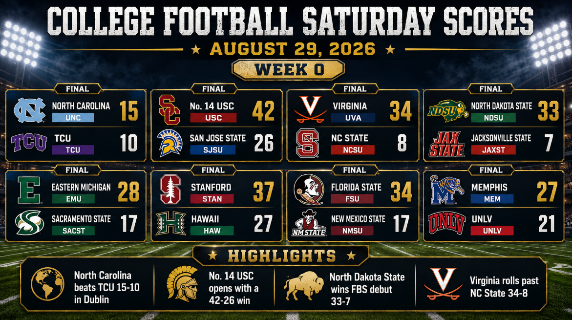 College Football Week 0 Recap: USC Wins, North Carolina Upsets TCU and North Dakota State Makes Historic FBS Debut
