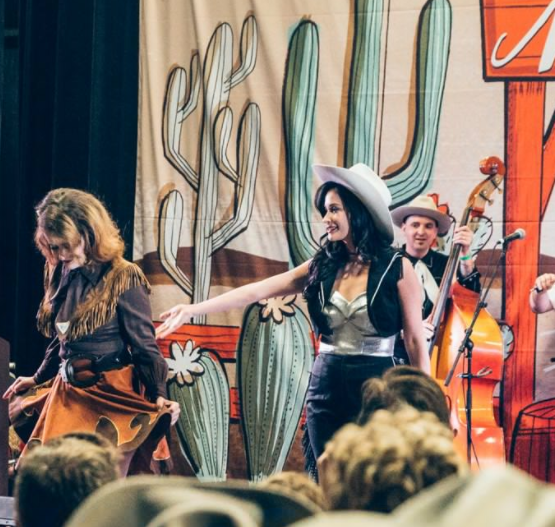 Fashion designer Barrie Kaufman with Kacey Musgraves (Western Roundup Fashion Show)