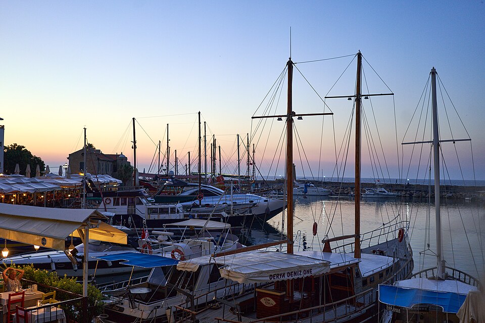 Girne Harbor at dawn, Northern Cyprus.