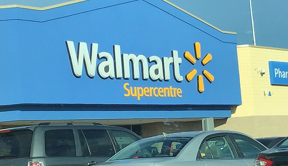 The outside of a Walmart store in Amherst, Nova Scotia, Canada