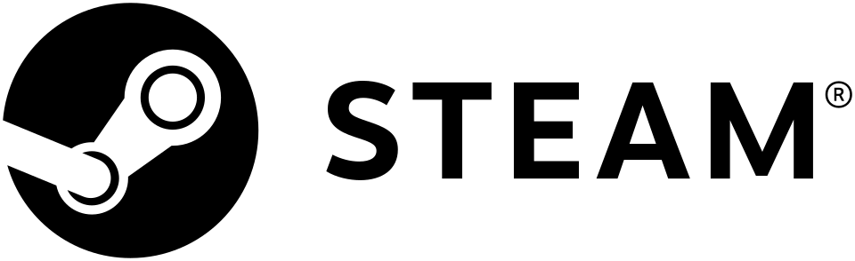 Steam's 2016 logo with the color changed to black