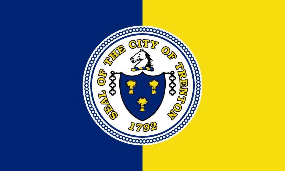 Flag of en:Trenton, New Jersey. Image created by uploader based on previous raster image and other images found on the web.