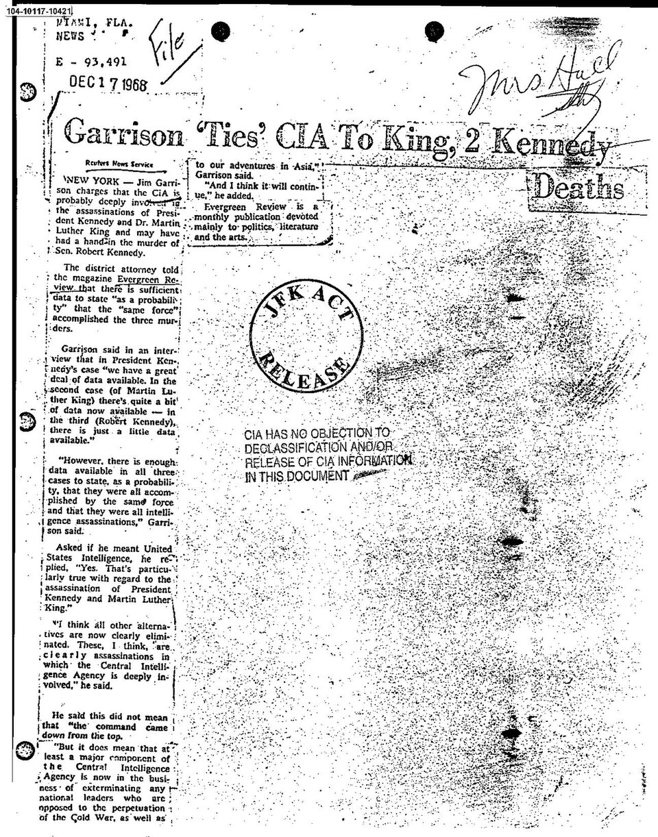 President Donald J. Trump signed Executive Order 14176, Declassification of Records Concerning the Assassinations of President John F. Kennedy, Senator Robert F. Kennedy, and the Reverend Dr. Martin Luther King, Jr., on January 23, 2025.Released: July 21, 2025 - 3:30 PM ET Release: 243,496 pages (6,