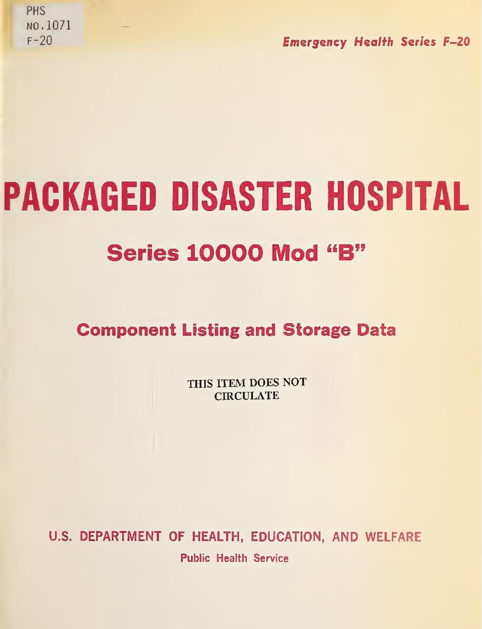 Chiefly tables

Subjects: Equipment and Supplies, Hospital; Emergency Service, Hospital; Housekeeping, Hospital