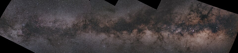This panorama of the summer Milky Way, extending from the tail of Deneb to the stinger of Scorpius was taken with a mirrorless camera (Canon EOS R6 Mark II) and 50 mm lens (Canon RF 50 mm f/1.8) as a set of 5 panels (32×30s frames) taken in southern Wisconsin. The panorama reveals much of the Great